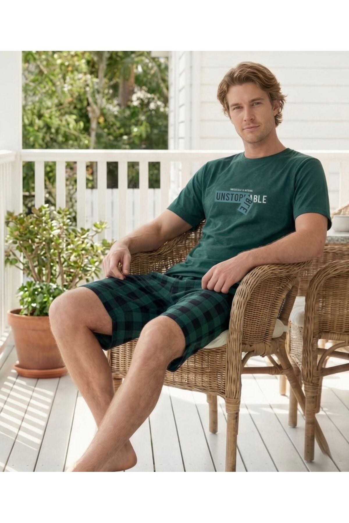 Erkek Kısa Kol Şortlu Pijama Takımı