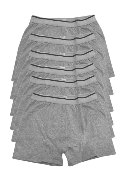 Erkek Gri Likralı Pamuklu Boxer Don 6'lı Paket
