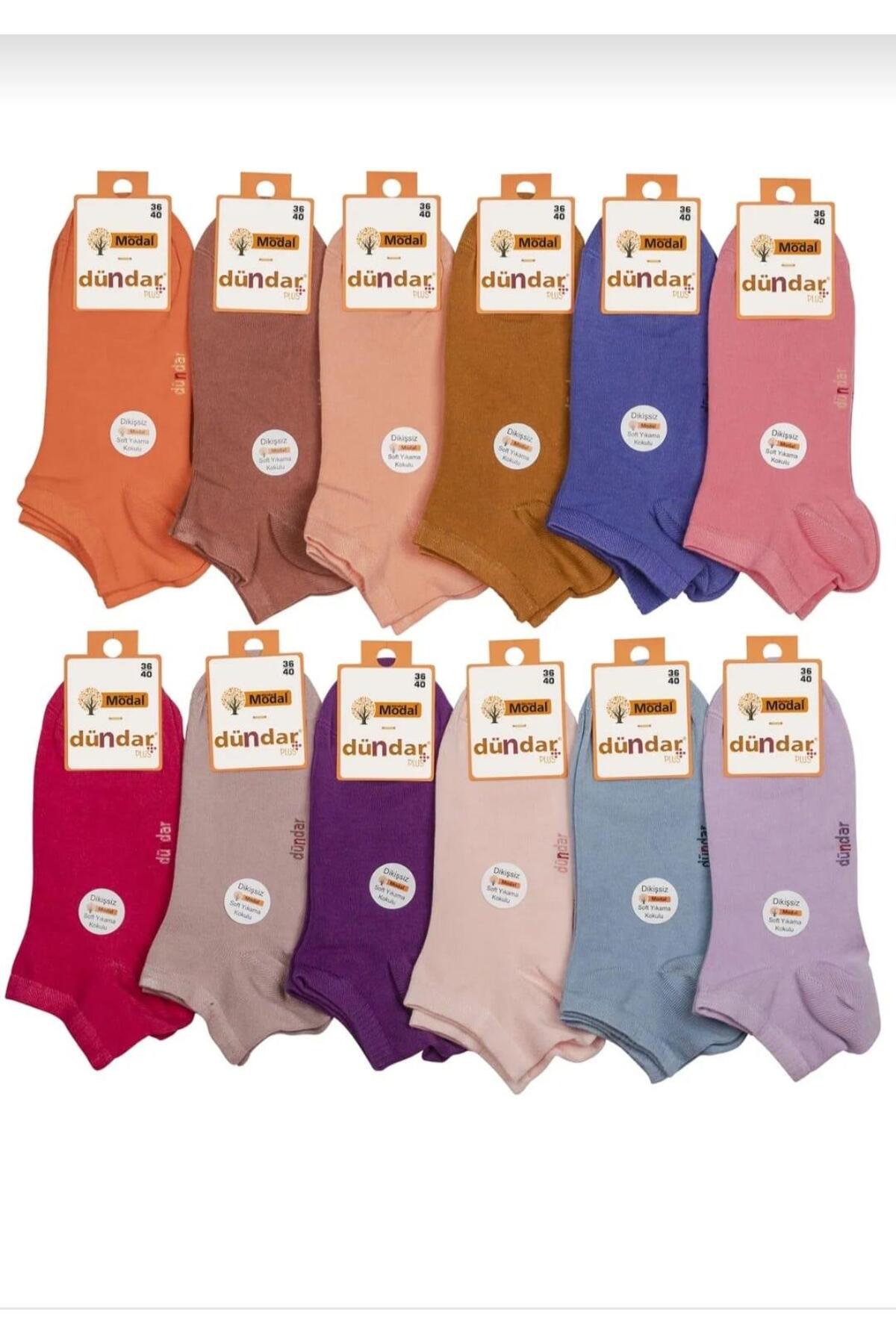 4506 Modal Plus Patik Pastel Karışık Renkli Çorap 6 Adet