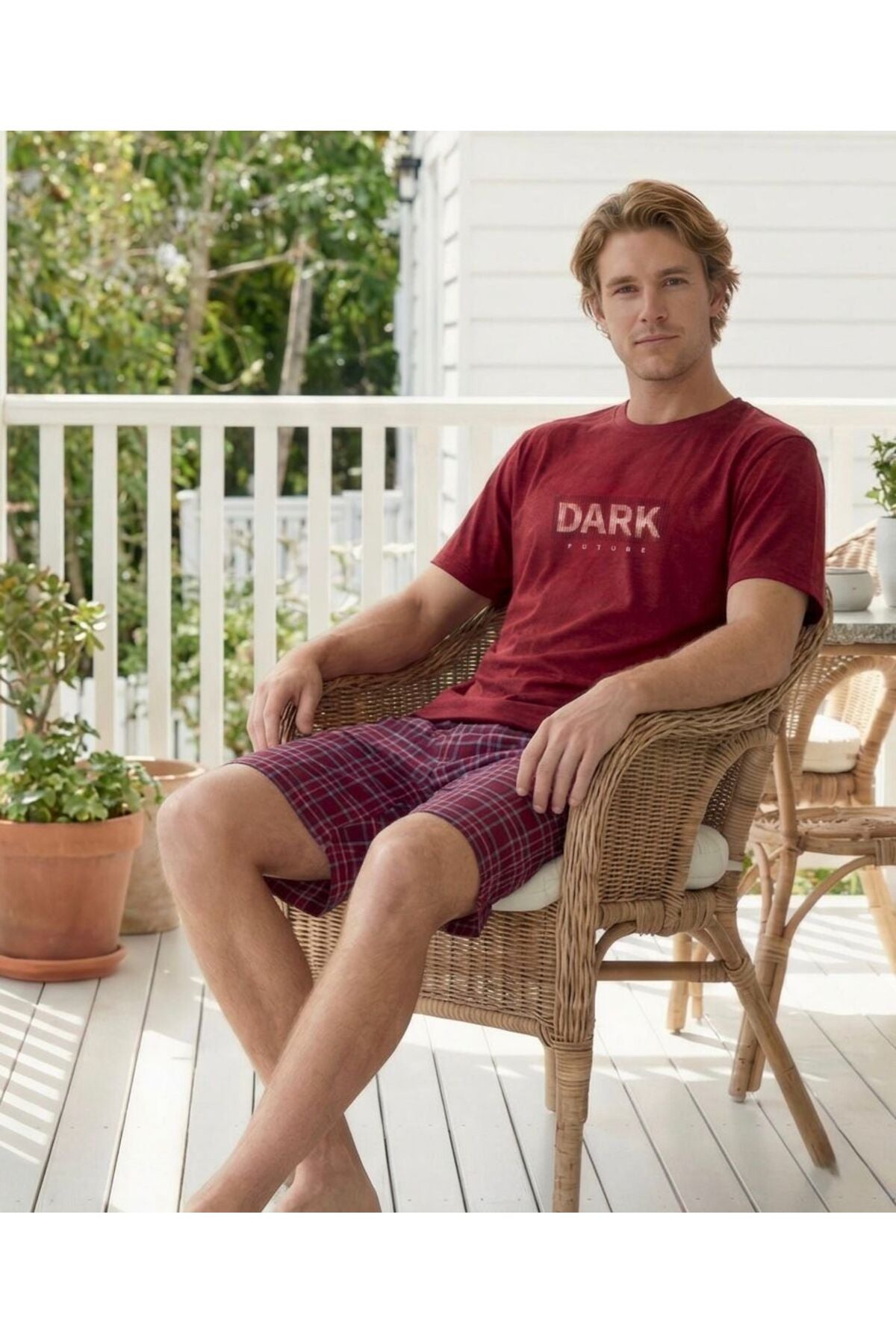 Erkek Kısa Kol Şortlu Pijama Takımı