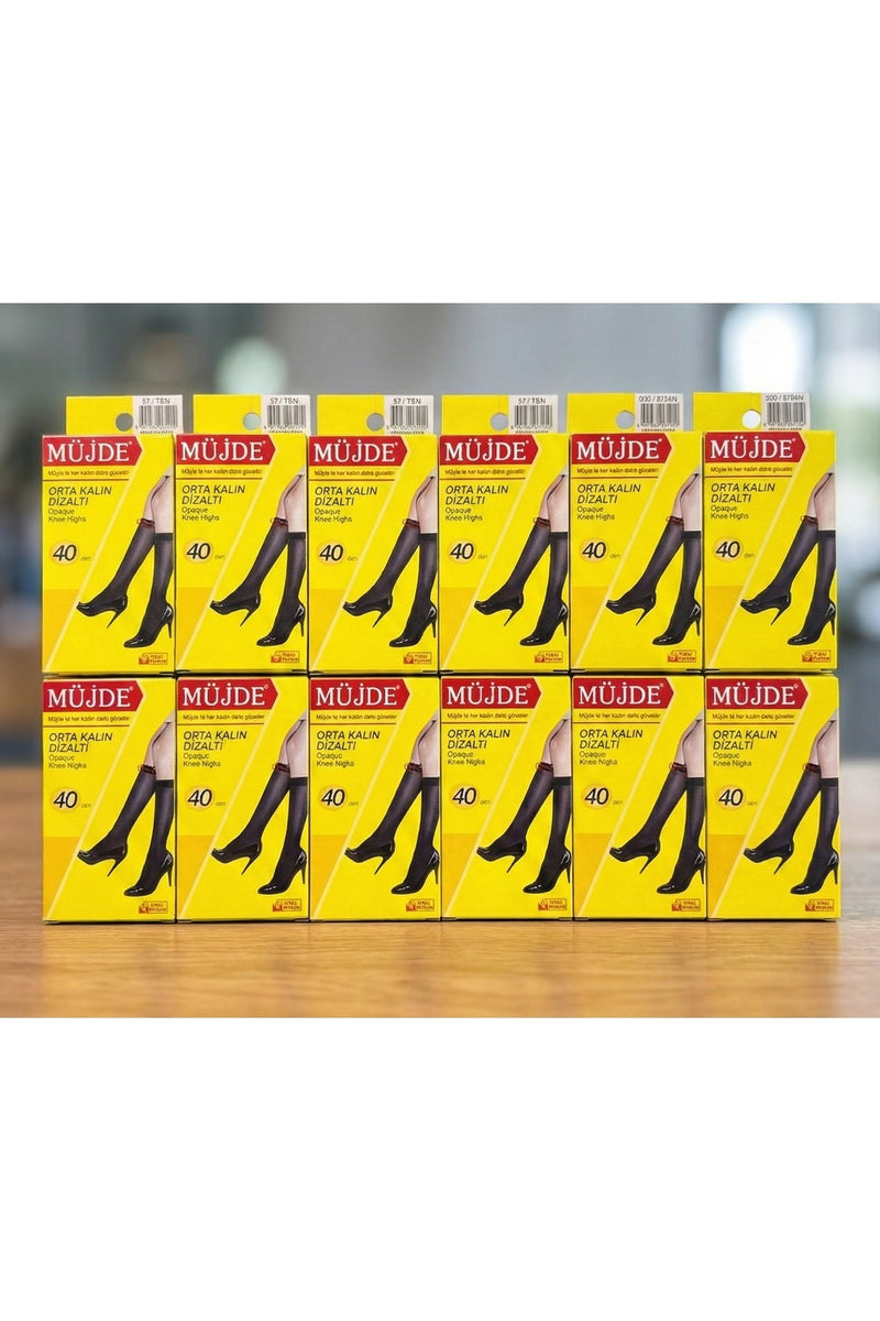 Fit 40 Den Orta Kalın Diz Altı Çorap 500 / 12 Adet