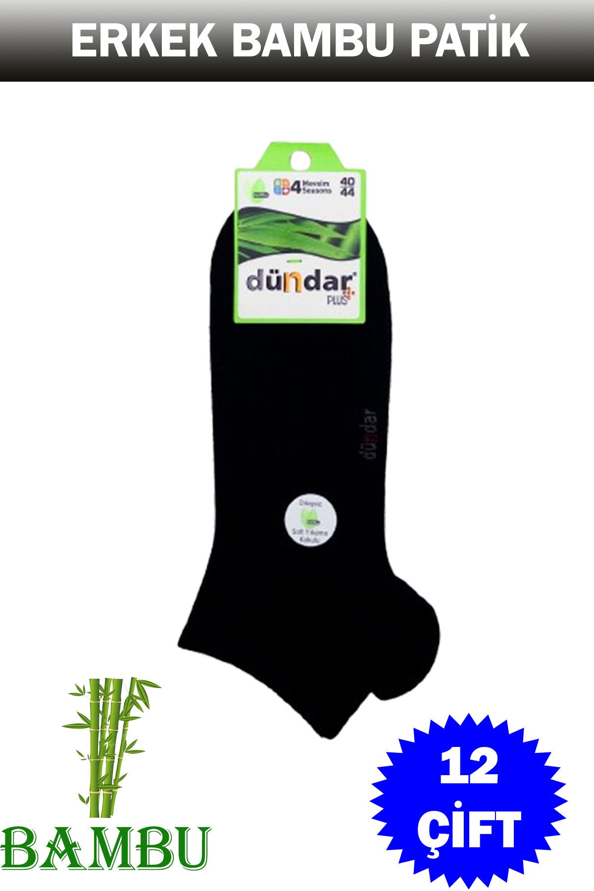 Erkek Bambu Plus Kokulu Çorap 12'li