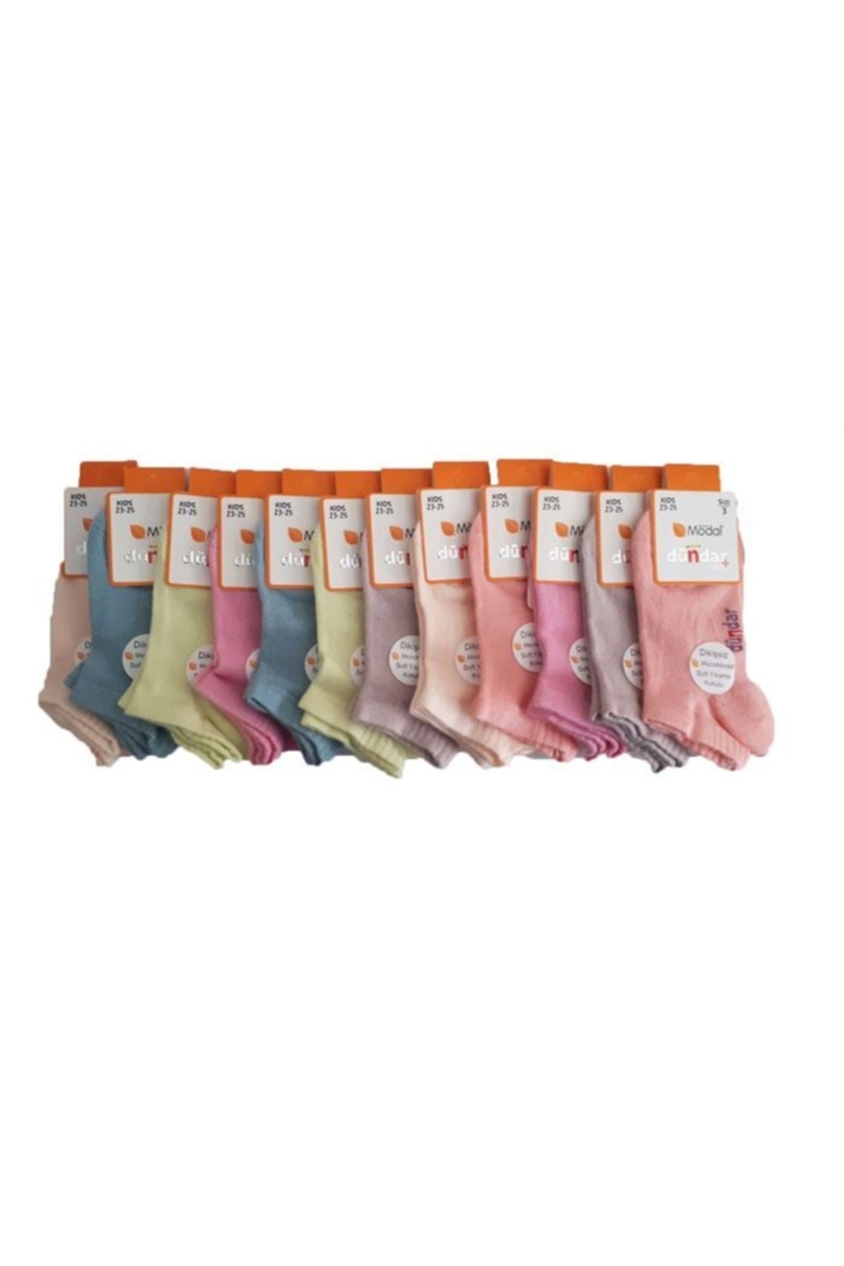Kız Çocuk Modal Dikişsiz Patik Kısa Çorap 12 Li Paket