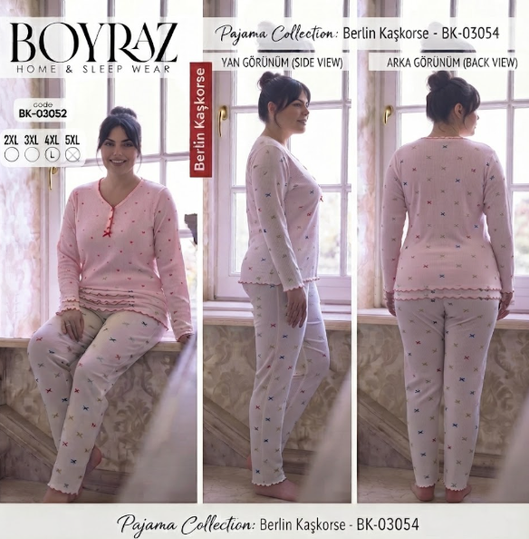 BOYRAZ BERLİN KAŞKORSE BATTAL PİJAMA TAKIMI